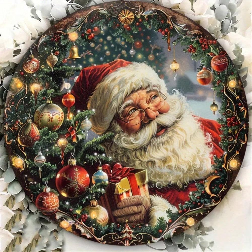 Vintage Santa Metal Tin Sign 8x8 Inch Retro Wall Decor 20x20