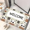 Cute Cartoon Panda Welcome Doormat Non Slip Entry Rug Neutral Doodle Dot Pattern Soft Entryway Bedroom Home Decor Mat