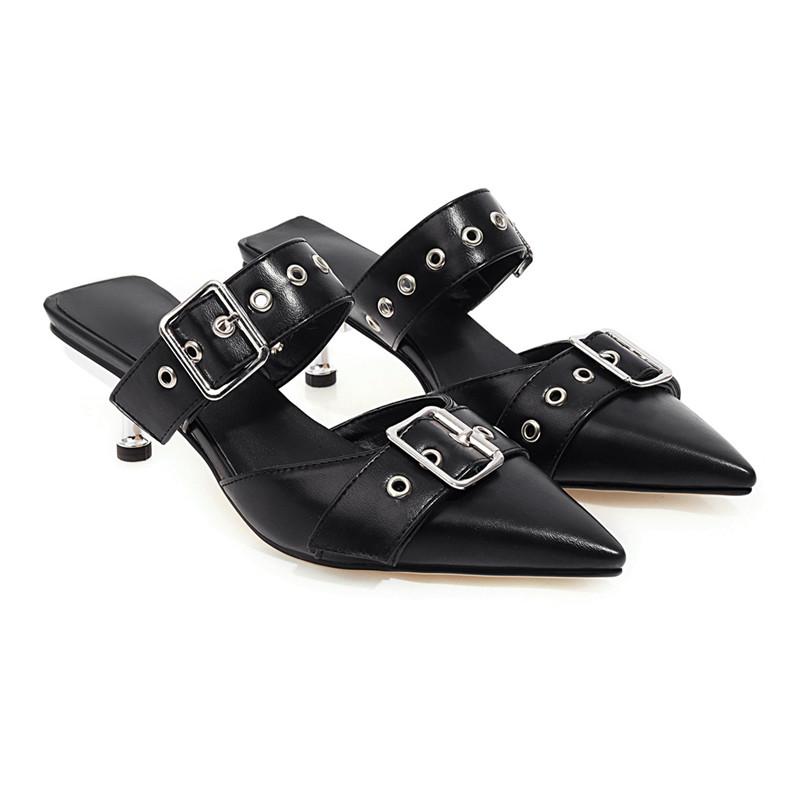 

Женские туфли на высоком каблуке, летние, новые, в европейском и американском стиле, сексуальные, на маленьком тонком каблуке, большого размера, туфли Muller 46 чёрный