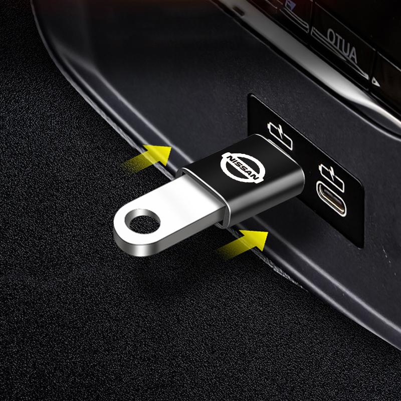 1Pcs Car Charging Adapter Type-C To USB Converter Car Accessories For Nissan Nismo Qashqai X J10 Trail Tiida Juke Teana Pulsar Altima