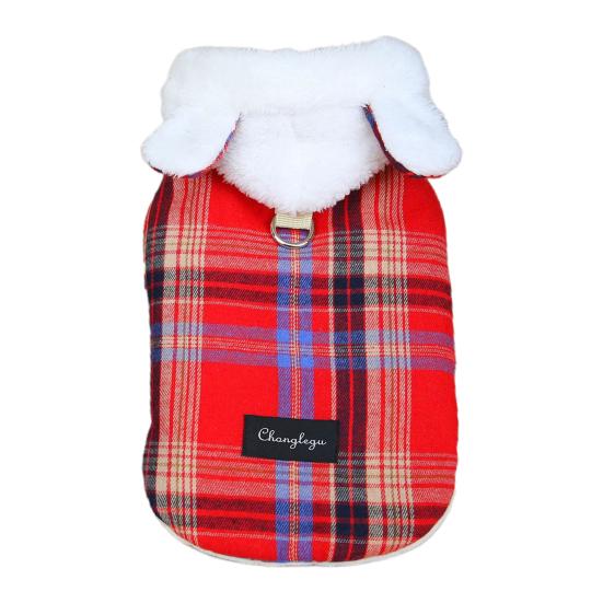 Pet Cotton Coat Plush Ears with Tow Ring Soft Trendy Keep Warm Anti-fall