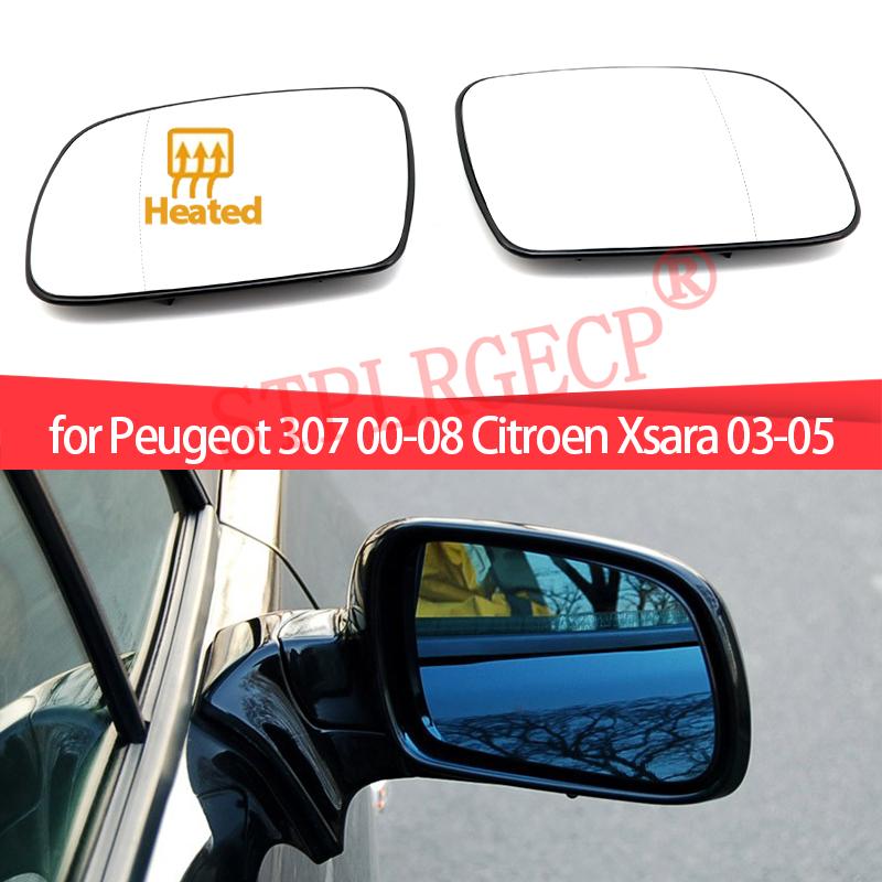 For Peugeot 307 00-08 Citroen Xsara 03-05 Left or Right Door Side Wing Clear Mirror Glass Heated Rear View Replacement
