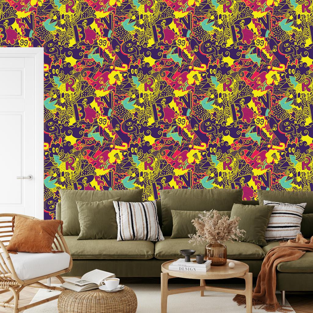 Youth Graffiti Wallpaper for Living Room and Bedroom 50x1000