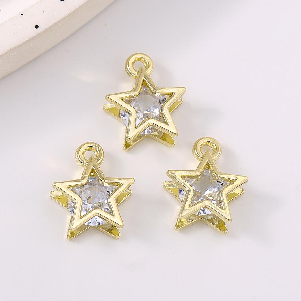5pcs Cute Crystal Star Pendant Charms for Jewelry Making Earrings Bracelet Necklace DIY Handmade Accessories