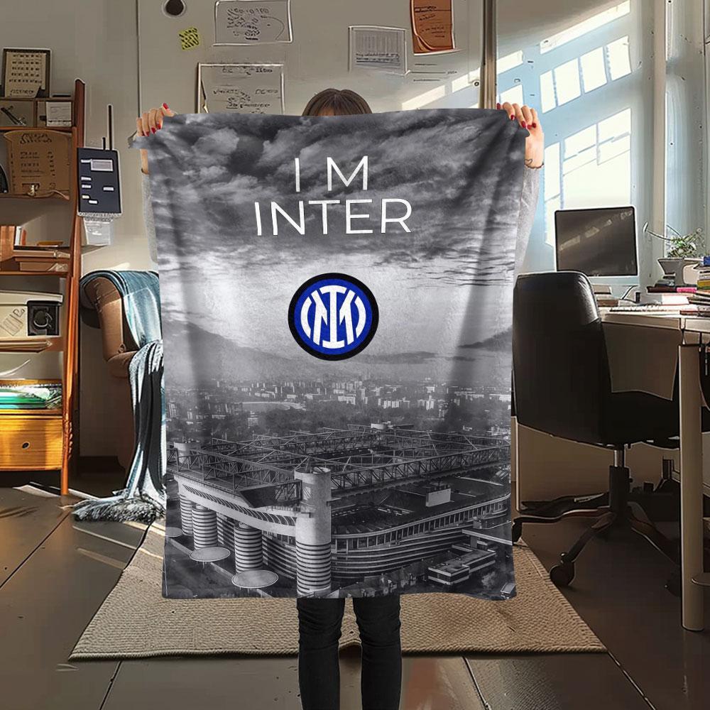 Inter Milan Printed Flannel Blanket, Soft Throw for Bedroom Sofa, Washable, Christmas Present, Great Gift.