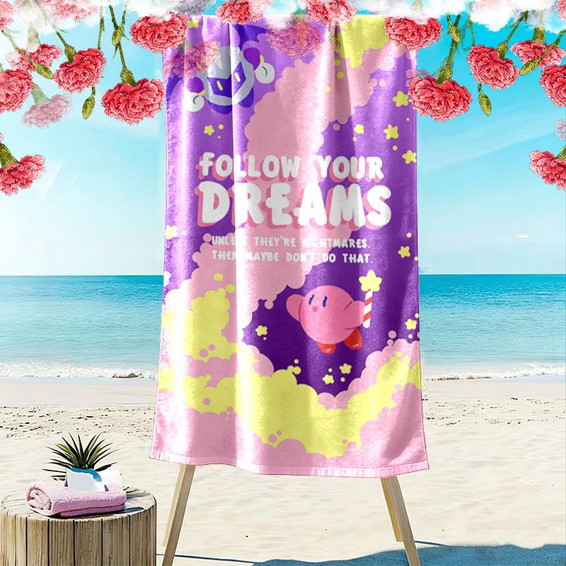 Kirby Cute Art Print Beach Towel, Large Soft Quick Dry Towel for Beach Camping Swimming