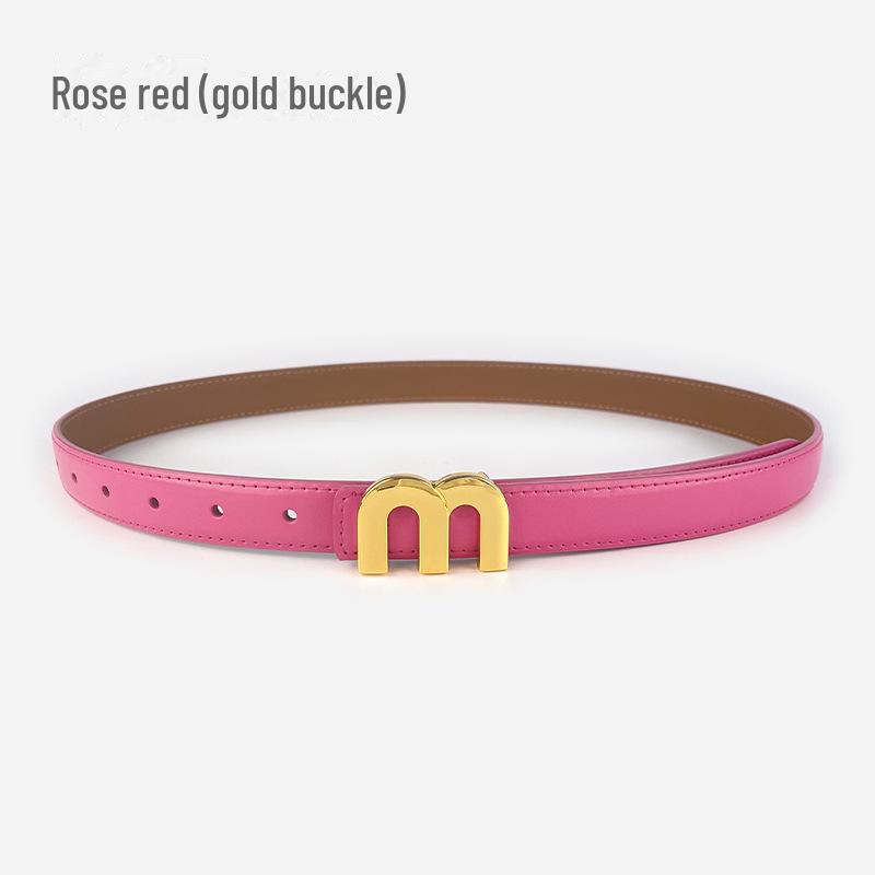 M Letter Genuine Leather Women's Belt - Versatile for Casual Pants, Skirts, and Jeans