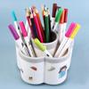 With Cartoon Sticker Petal-shaped Pen Holder Makeup Brush Holder  School Office Supplies