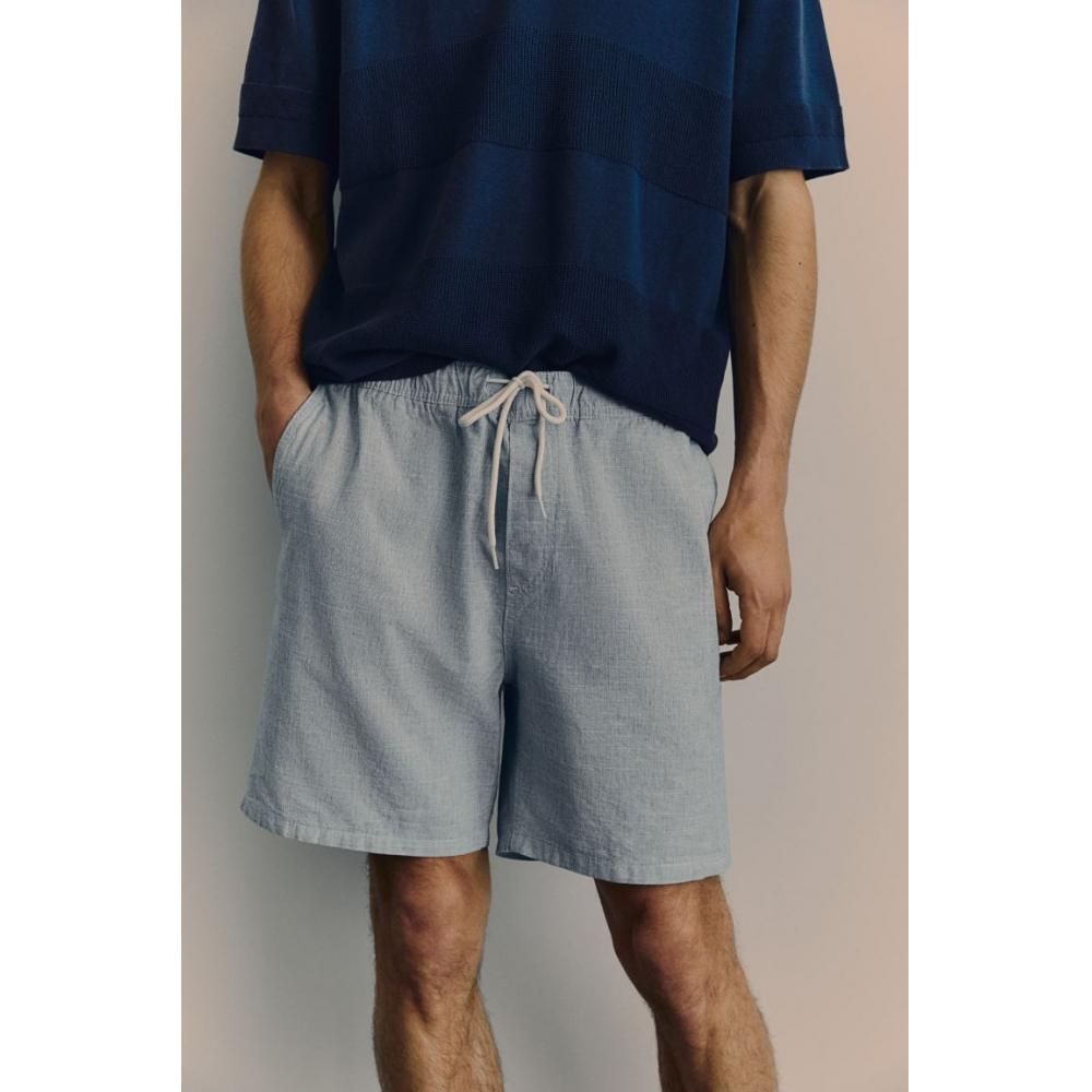 H M Regular Fit Cotton sHorts ligHt Blue