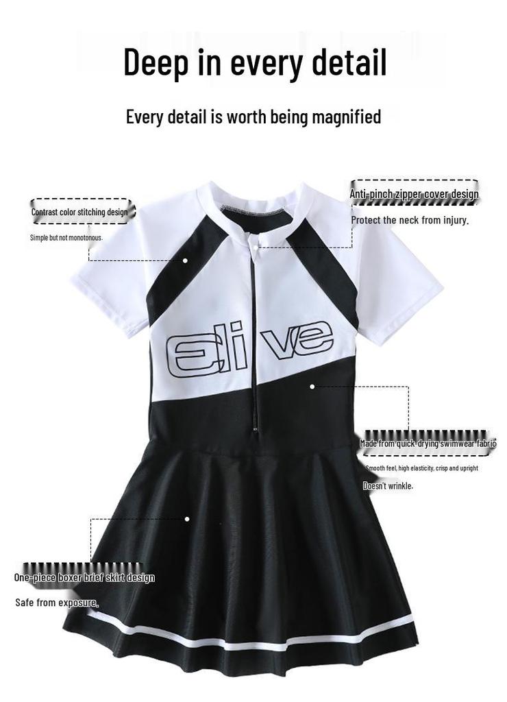 2026 Breathable Quick-Dry One-Piece Swimsuit for Girls: Conservative, Professional Training Wear
