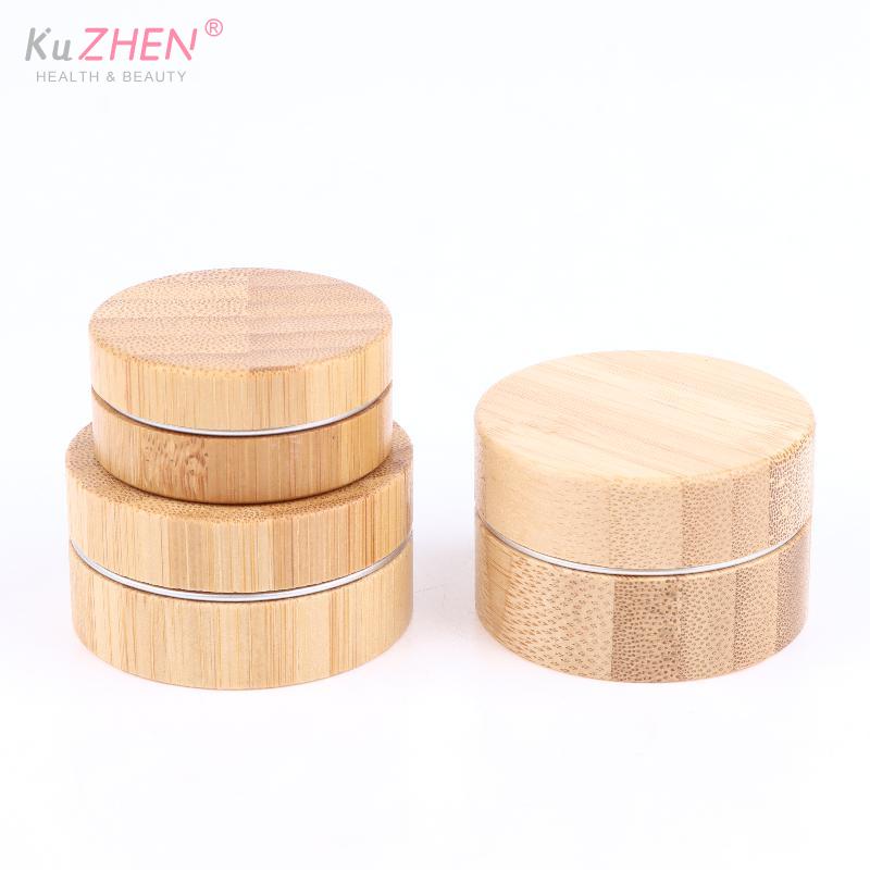 Mini Bamboo Cosmetic Container Cream Jar for Lip Balm Skincare Makeup Small Travel Size Eco Friendly Refillable Storage Solution
