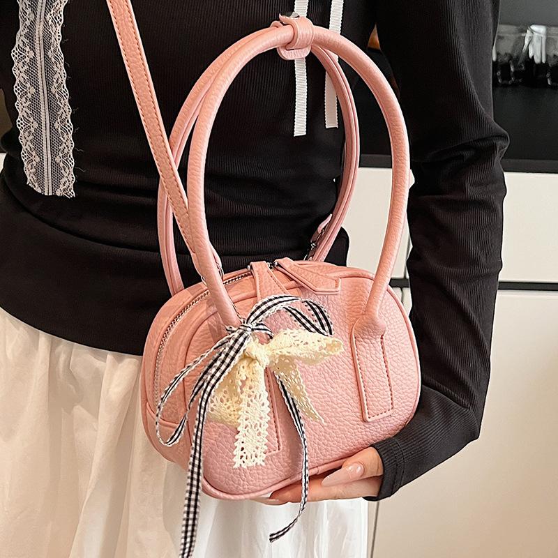 Fashion new product niche foreign style simple design sense portable bowling bag versatile casual ballet style messenger bag women