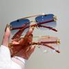 Luxury Brand Designer Square Rimless Leopard Head Sunglasses Women For Men  Fashion Vintage Trendy Sun Glasses Shades Uv400