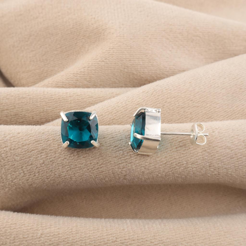 Apatite Gemstone 925 Sterling Silver Women Jewelry Handmade Studs Earring 1" Birthday Gift For Her EE-181-10
