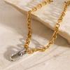 Elegant Stainless Steel Texture Jewelry Set with Round Stripes Designs Includes Necklace Earrings and Bracelet