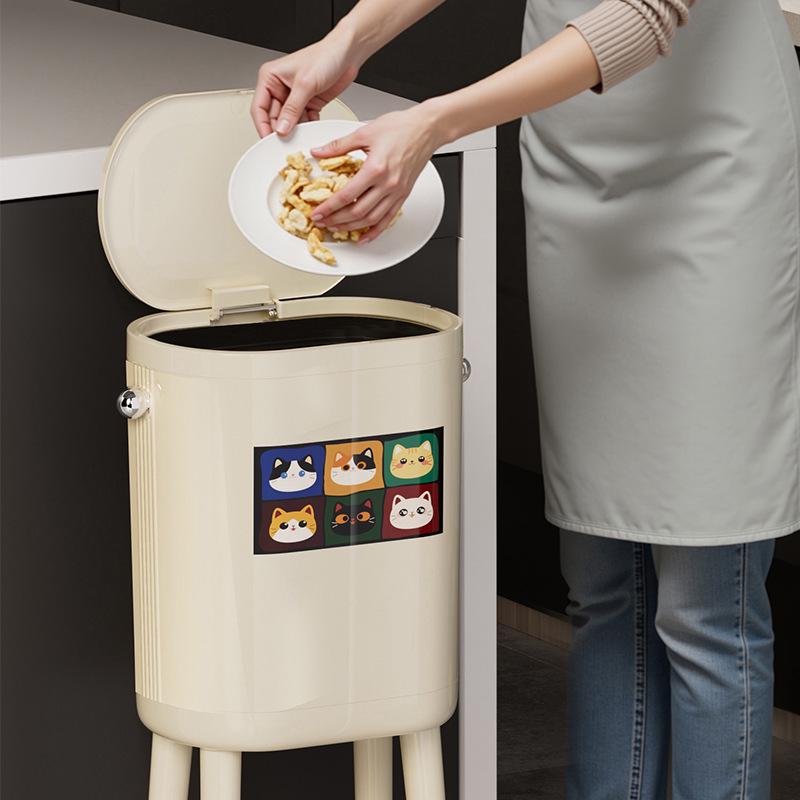 Premium Large-Capacity Trash Can with Lid – Ideal for Living Room, Bedroom, and Kitchen; Elevated Design for Easy Use.