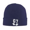 Six Seven 67 Minimal Number Design with Open Hands Knitted Hat  Beanie Hats Elastic Adult Unisex Bonnet Hats Winter Caps Gift