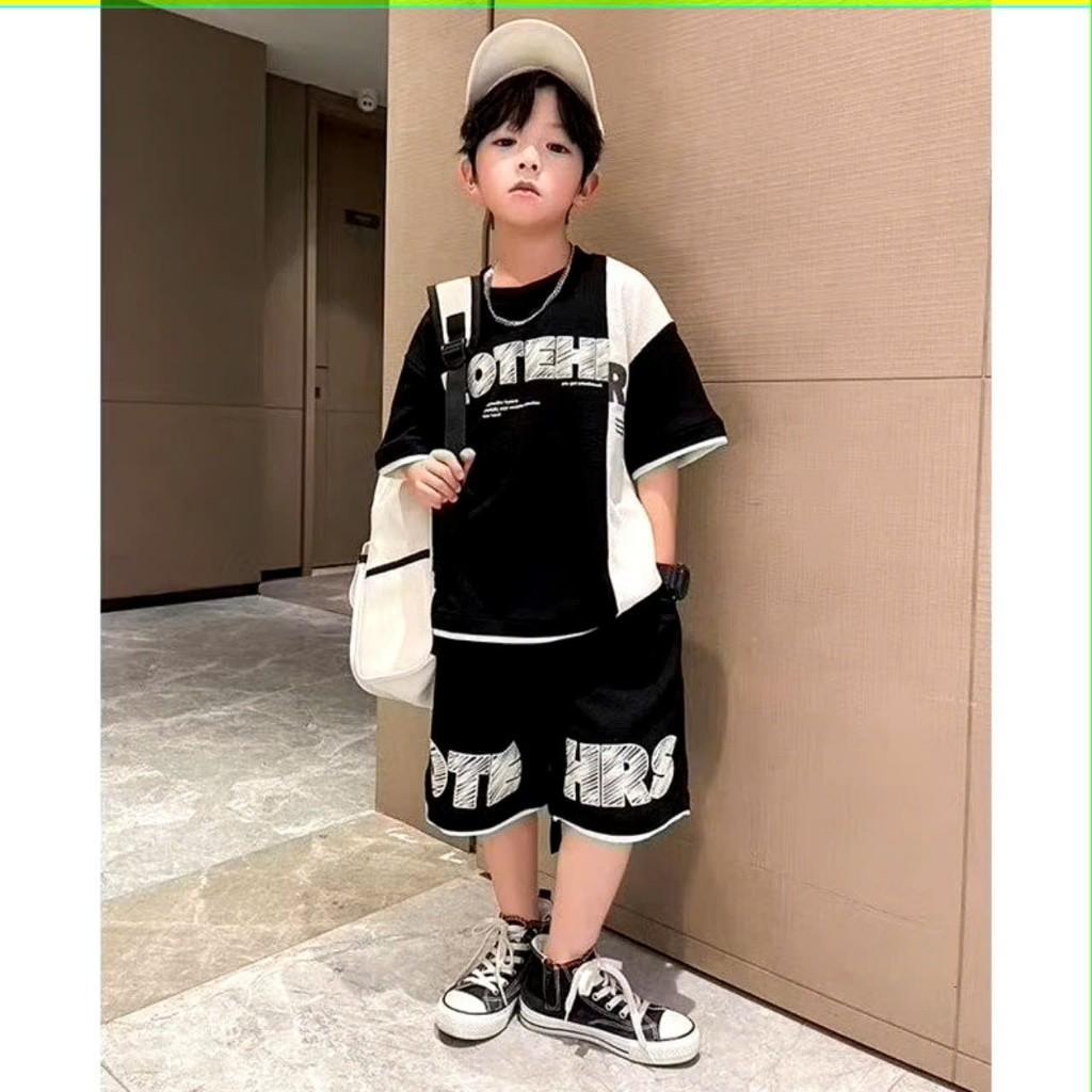 Summer clothing set suitable for boys, fashionable loose fitting set