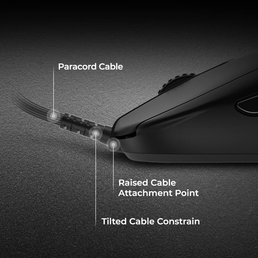 BenQ ZOWIE Ambidextrous Gaming Mouse for eSports Lightweight Paracord Cable Scroll Wheel for More Personal Preferences Driverless Matte Black Coating