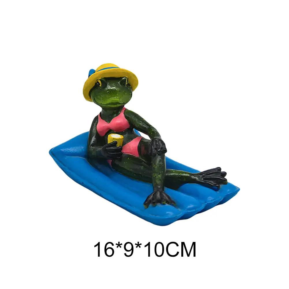Resin Hanging Frog Figurine Planter Pot Decorations Funny Drinking Frog Statue Flower Pot Edge Animal Ornament Garden Decors