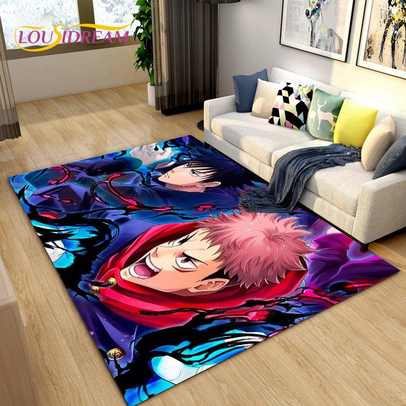 Jujutsu Kaisen Anime Cartoon Area Rug,Carpets Rug for Living Room Bedroom Sofa Doormat Decoration,Kids Play Non-slip Floor Mat