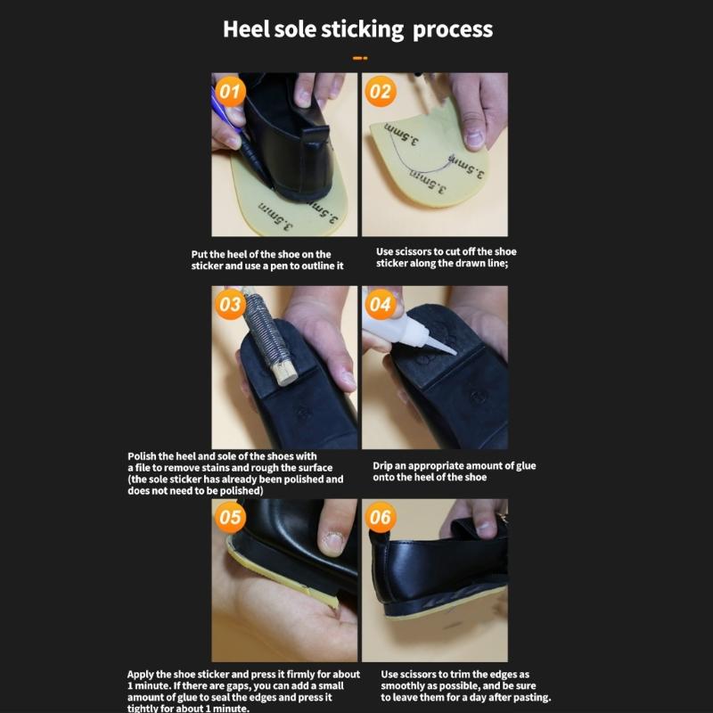 3 Pares Suelas de Goma Resistentes al Desgaste Protectores Suelas de Repuesto para Reparación de Zapatos Parches Antideslizantes para Reparar Talón de Zapato Desgastado