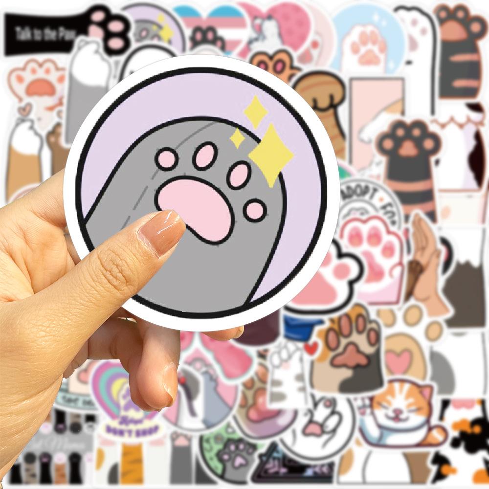 61pcs Cat Paw Stickers, Cute Paw Print Stickers Funny Funimost Vinyl Waterproof Stickers for Water Bottle Laptop