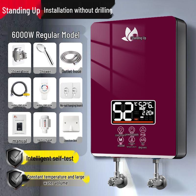 Vertical Electric Tankless Water Heater for Home, Shower, Small Bathroom, or Rural Rental Properties.