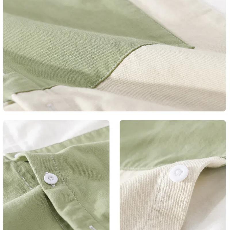 Korean Style Long Sleeve Men Shirt Lapel Collar Stitching Design Shirts Youth Pure Cotton Casual Shirt Comfortabl Men Tops Slim Fit