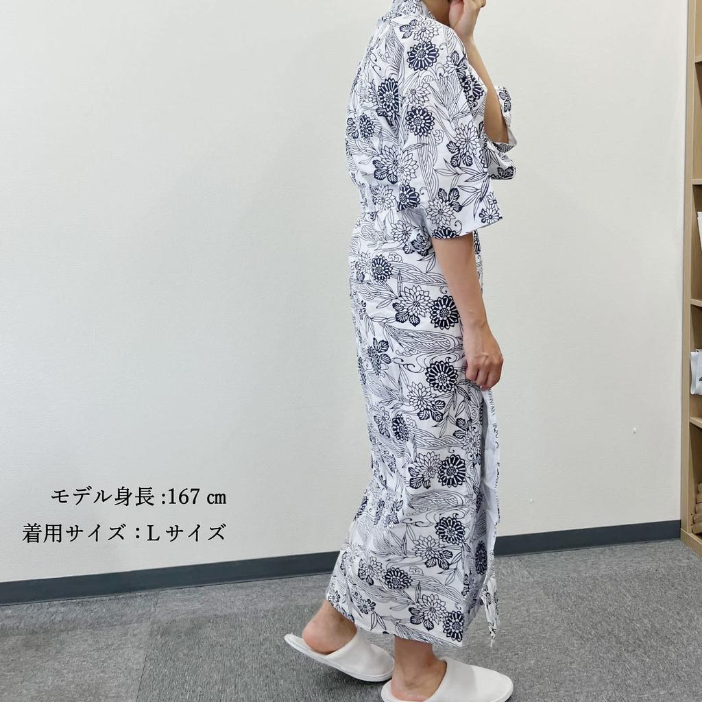 Hanasan Nature Front Waist Plus Sizes Random Pattern Sleepwear, Double-Layered Gauze, 100% Cotton, Opening, Drawstring, S, M, L, LO, Women's, (LO)