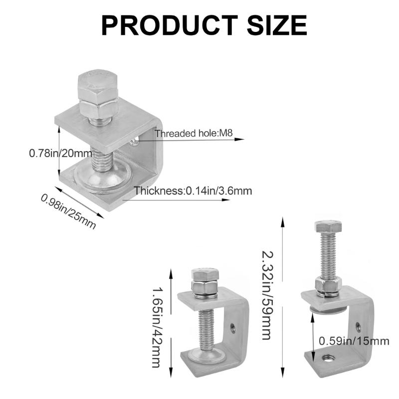 Kraftig 304 Stål C-klämmor set 20mm Träbearbetning Små Tigrar Klämmor Säkert Grepp C-klämmor Enkel Användning för Träbearbetning