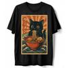 Japanese Ramen Cat Vintage Kawaii Anime Food Lover Retro T-Shirt, Funny Cat Tee