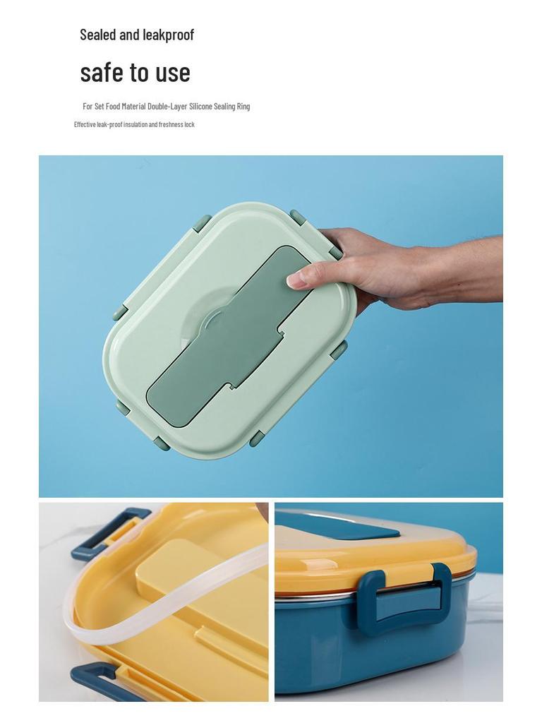 304 Stainless Steel Insulated Bento Lunch Box with Lid - Student & Office Style, Microwave Safe, Deep Compartment Design