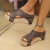 Summer Women's Wedge Slippers Rivet 8CM Heel Heel Waterproof Platform Slippers Women All-match Roman Fashion Zapatillas De Mujer