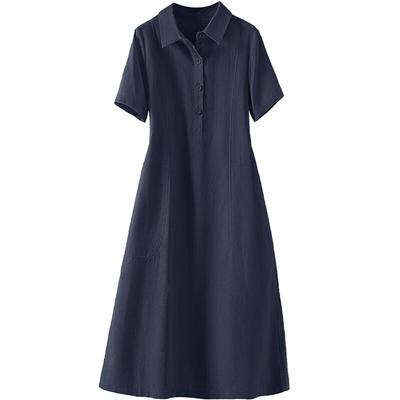Women's Summer Polo Collar A-line Midi Dress