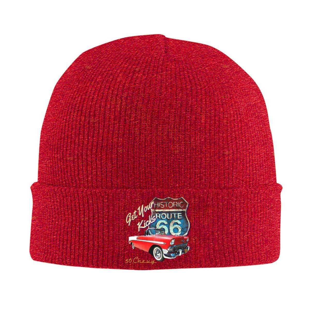 1956 Chevy Bel Air Car Street Hot Rod Antique Route 66 Warm Knitted Cap Fashion Bonnet Hat Autumn Winter Beanies Hats for Adult One Size