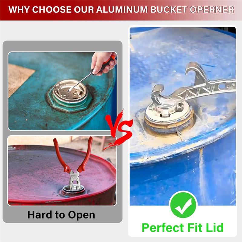 A96I-2Pack Multifunction Aluminum Bucket Opener, 5 Gallon Pail Opener, Metal Bucket Opener, Lid Remover Opener Tool