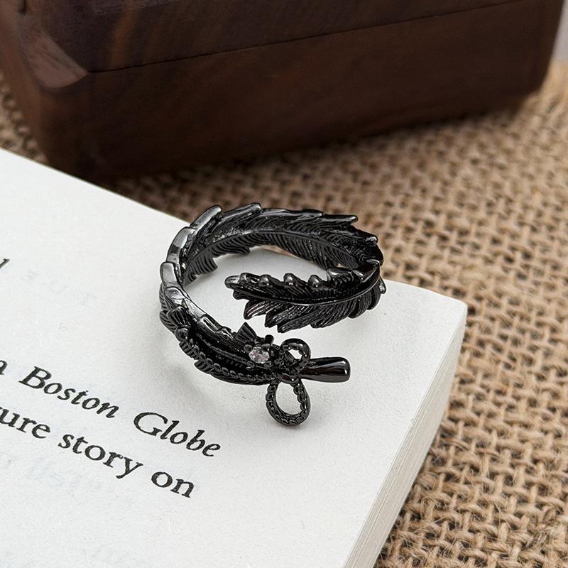 Gothic Dark Open Ring Cross Butterfly Love Punk Diamond Zircon Stacked With Personalized Rings Adjustable opening