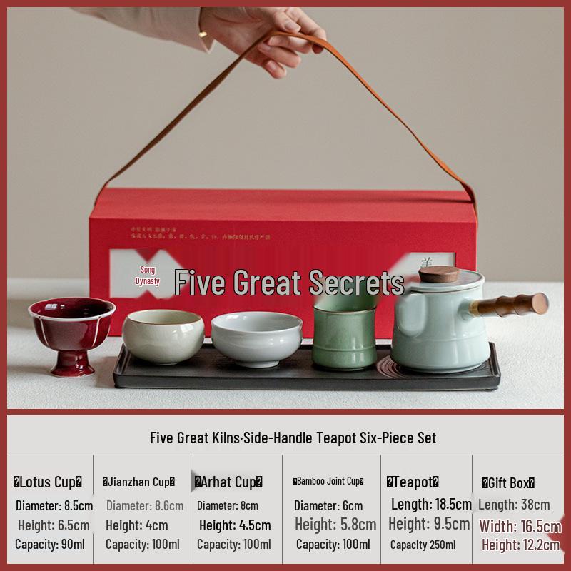 Palace Museum Five Famous Kilns Tea Cup Gift Set for Elders, Clients, Teachers, Dad's Birthday, New Year
