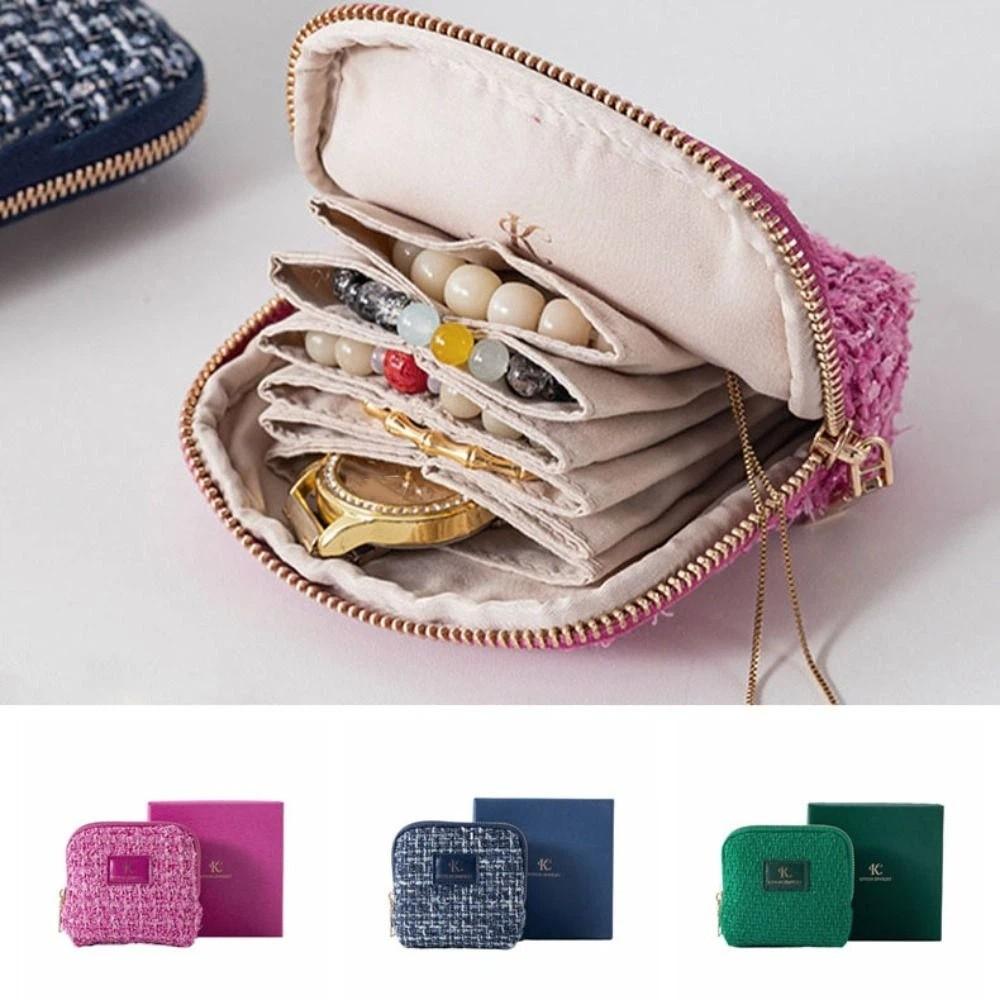 Multi-layer Jewelry Packing Bag Bracelet Necklace Velvet Jewelry Holder Jewelry Storage Bag  Travel