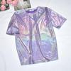 Top Corto Scintillante Stile Coreano - T-shirt da Performance Trendy Luminosa a Maniche Corte Larghe da Donna