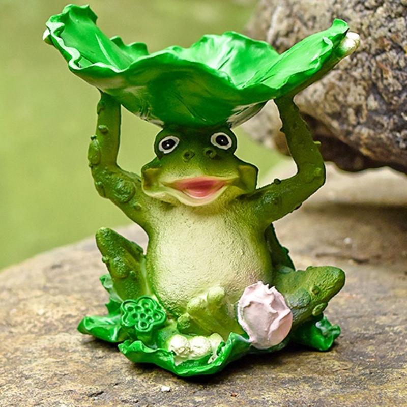 Frogs Statue Bird Feeder Resin Figurine for Garden and Terraces Outdoor Backyard Decorative Statue Bird Feeding Station