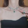 Light Luxury Zircon Drop Earrings & Diamond-Inlaid Clavicle Necklace Set for Women – High-End, Niche Style