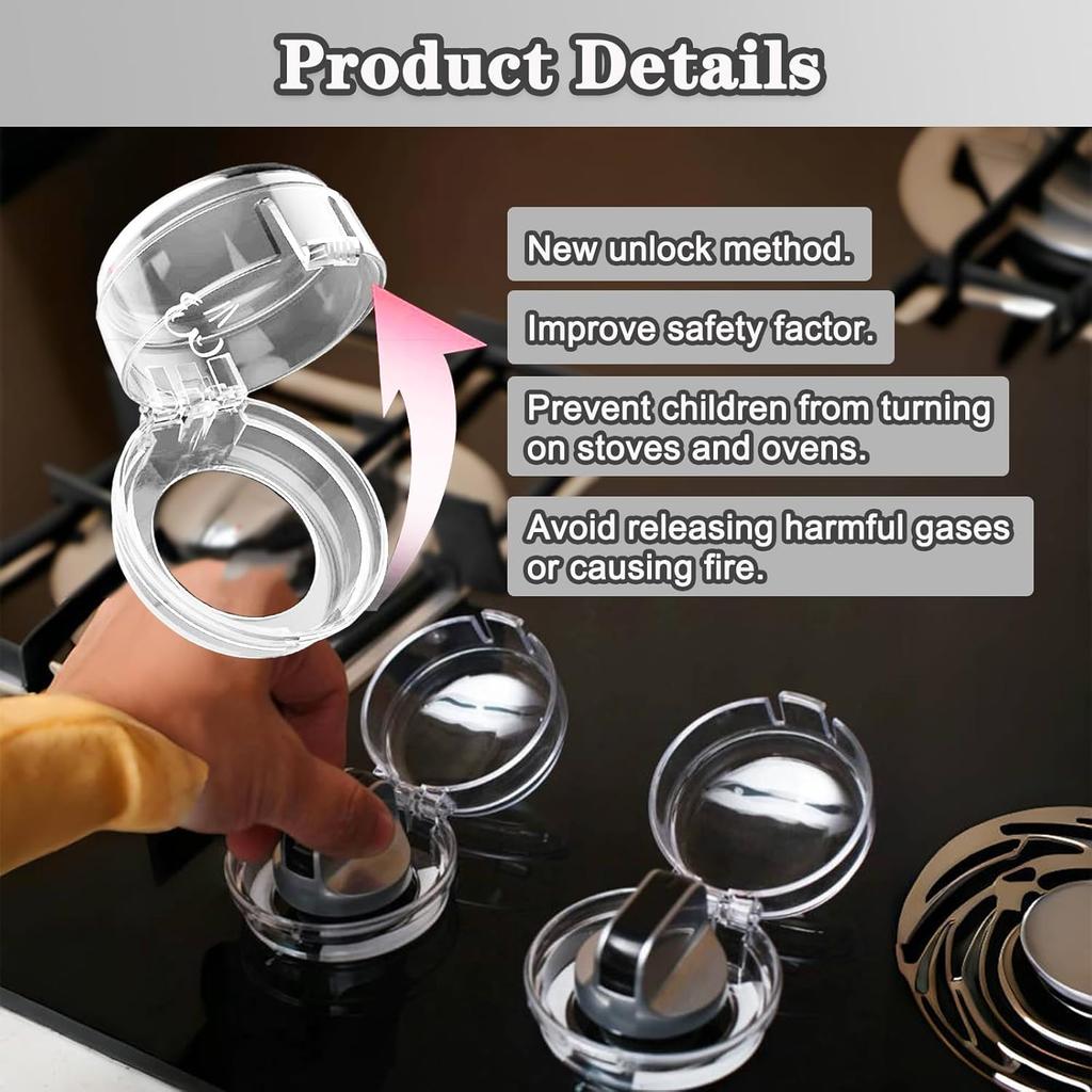 Universal Gas Stove Knob Safety Cover with Anti-Touch Safety Lock Design To Effectively Prevent Accidental Ignition
