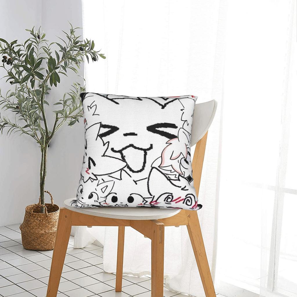 Boykisser Square Pillow Case Cat Cushion Cover Custom Zippered Decor Pillowcase for Car 18"