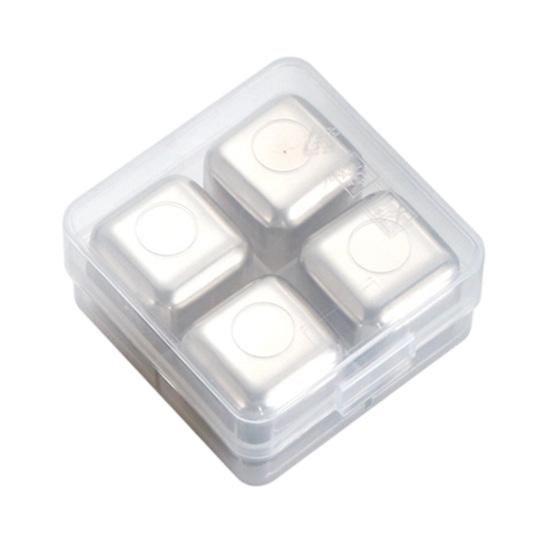 Stainless Steel Ice Cubes Set with Clips Reusable Drink Chillers Quick Freezing Metal Whiskey Chilling Stones for Beer Cocktails