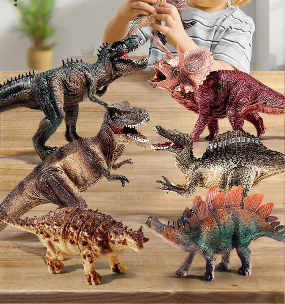 Weiche Dinosaurier-Spielzeuge für Kinder - Triceratops & Tyrannosaurus Rex Tierfiguren Set