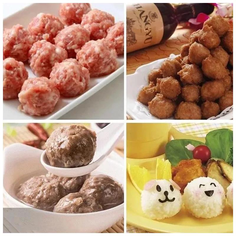 Strumento per fare le polpette di carne, clip in acciaio inox, cucchiaio rotondo per formare le polpette di riso, stampo per fare le polpette, gadget da cucina antiaderente e ripieno
