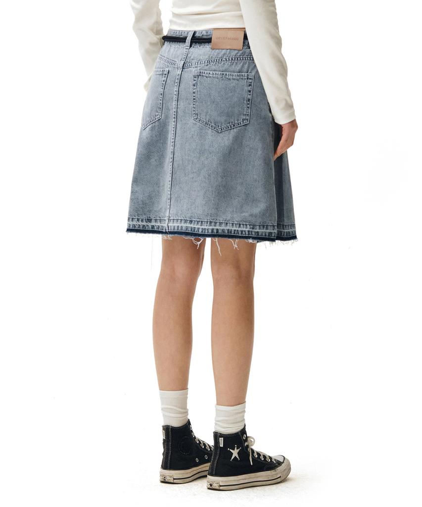 Deketeuumeon Front Pleats Midi Skirt Dcsk008Blue