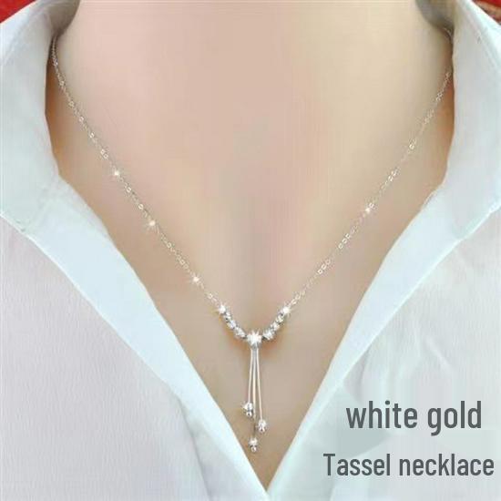 

Women s Gold Tassel Necklace - Rose Gold & Silver Clavicle Chain Gift for Girlfriend